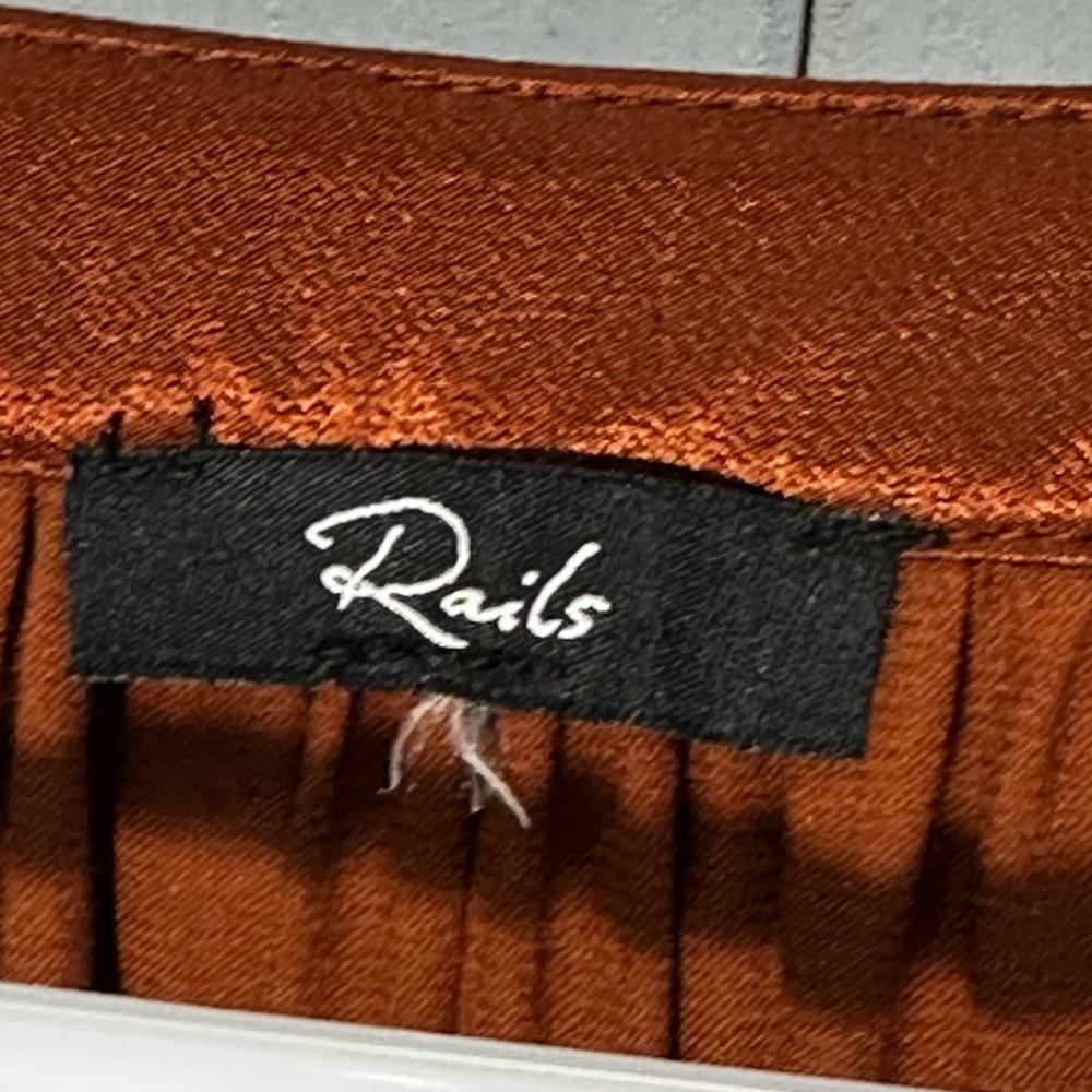 Rails Satin Copper Brown V-Neck Blouse - Picture 2 of 11